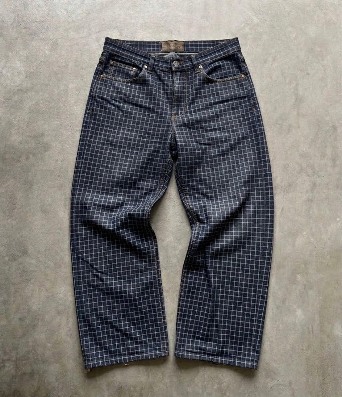 Plaid denim jeans (pre-order)